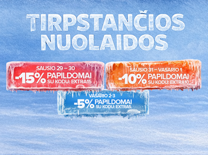 Finalinio i&scaron;pardavimo paskutinės dienos! Gauk papildomą nuolaidą su kodais: EXTRA15, EXTRA10, EXTRA5. Paskubėk &ndash; pasiūlymas ribotą laiką!